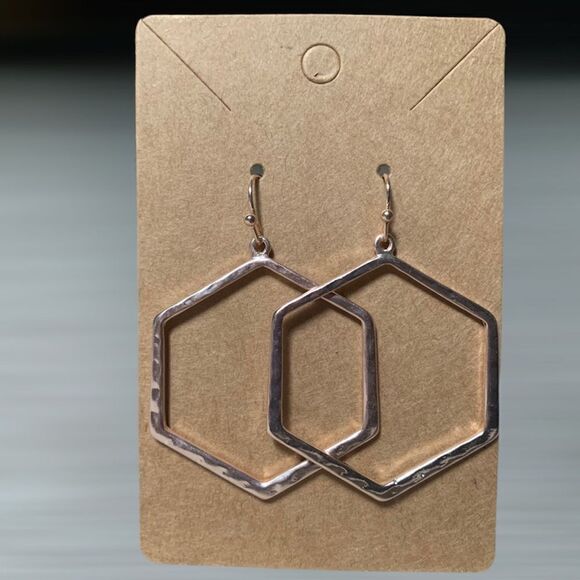 Rose gold Geometric Hexagon earrings - Picture 1 of 3